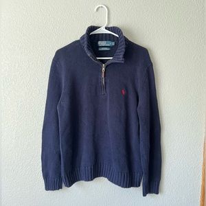 Ralph Lauren Navy Blue Quarter Zip Sweater (Size Large)